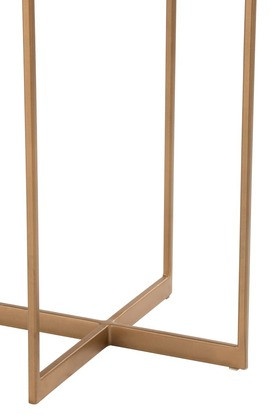 Bijzettafel 2 niveaus metaal /Mango Hout Goud/Donker Bruin - Img 2