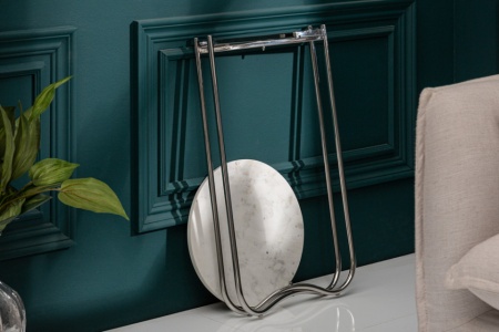Bijzettafel 35 cm wit met marmeren blad - Img 4
