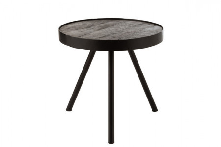 Bijzettafel Fien Mango Hout Ijzer Donker Bruin Zwart