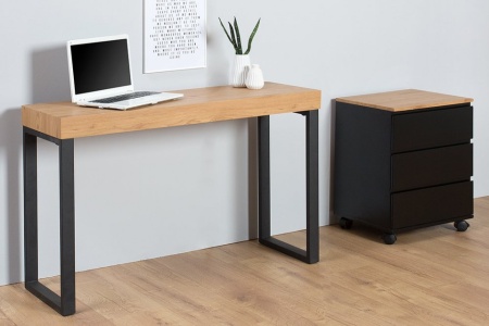 Bureau Eiken 120 cm eiken vintage met metalen frame - Img 5