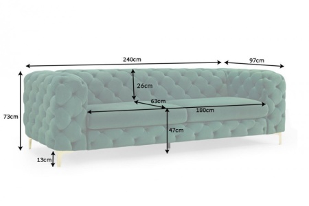 Chesterfield bank MODERN BAROK 240 cm fluweel smaragdgroen 3-zits - Img 4