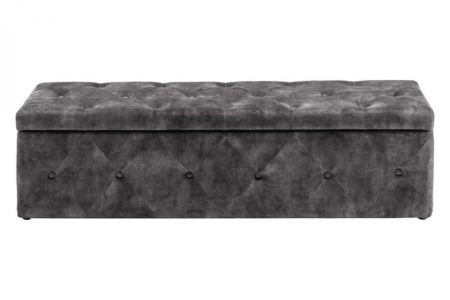 Chesterfield bedbank EXTRAVAGANCIA 140 cm grijs fluweel met opbergruimte - Img 4