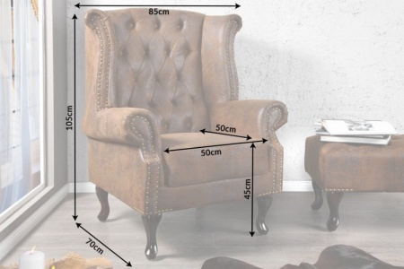 Chesterfield fauteuil antiek bruin - Img 7