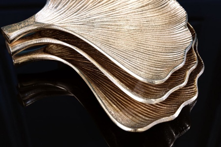 Decoratieve kommen set van 3 GINKGO 30cm goud handgemaakt metaal - Img 6