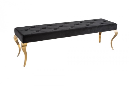 Design bank MODERN BAROK 175cm zwart fluweel goud roestvrij staal - Img 7