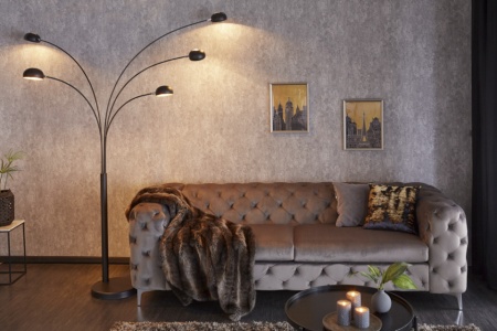 Design booglamp met vijf zwenkbare elementen 210 cm zwart gouden vloerlamp met marmeren voet - Img 4