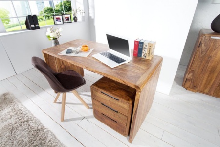 Design bureau CUBUS 150cm Sheesham Rosewood Wood Stone Finish - Img 4