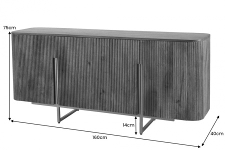 Design dressoir GATSBY 160cm bruin mat goud mangohout retro - Img 2