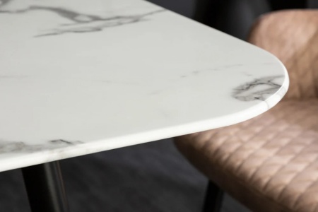 Design eettafel PARIS 140cm wit kristal glas met marmer decor - Img 7