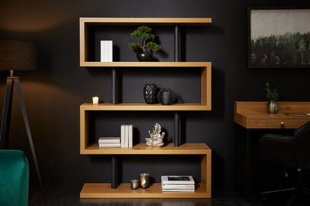 Design plank S 165 cm eiken look boekenkast met vijf planken - Img 4