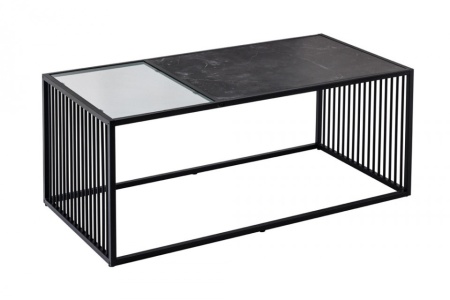 Design salontafel ARCHITECTURE 100cm zwart marmer gerookt glas metaal - Img 7