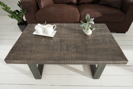 Design salontafel IRON CRAFT 100cm mangohout grijs industrieel design - Img 4
