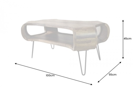 Design salontafel ORGANIC LIVING 100cm Sheesham stone finish massief hout handgemaakte Hairpin Legs - Img 2