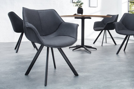 Design Stoel Antiek Grijs THE DUTCH RETRO met armleuningen