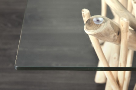Design teakhouten salontafel Vierkant met Glazenblad 80 x 80 cm - Img 4