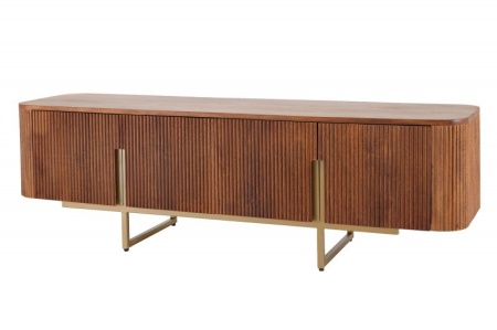 Design tv-meubel GATS 160cm bruin mat goud mangohout retro - Img 3