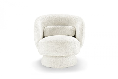 Draaibare designfauteuil BOSSA NOVA 80cm bouclé wit - Img 4