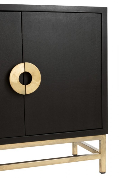 Dressoir 4 Deuren Mango Hout/Ijzer Zwart/Goud 160cm - Img 6