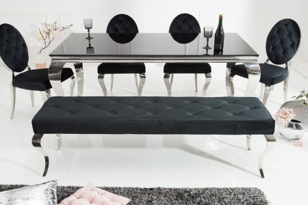 Elegante bank MODERN BAROK 172 cm zwart fluweel roestvrij staal - Img 3