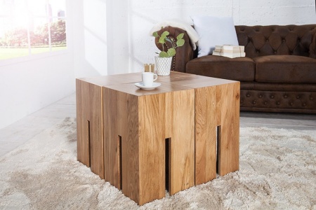 Elegante bijzettafel CASTLE H45 cm naturel geolied wild eiken poef - Img 3