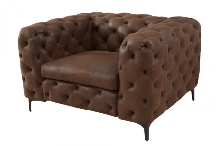 Elegante Chesterfield fauteuil MODERN BAROQUE 120 cm antiek bruin - Img 5