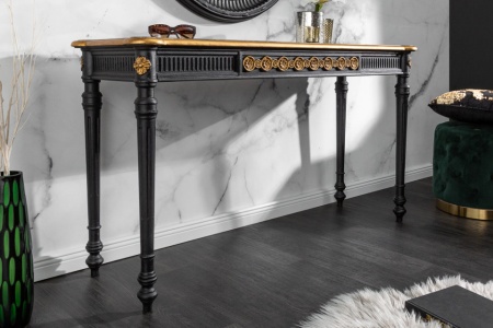 Elegante consoletafel VENICE 125 cm zwart goud massief hout - Img 4