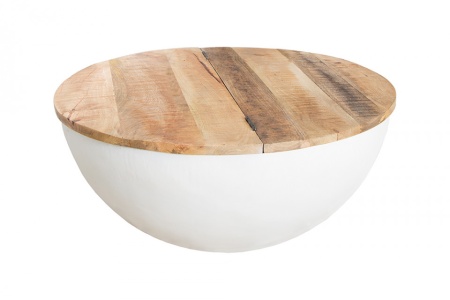 Elegante salontafel INDUSTRIAL STORAGE 70 cm mangohouten planken wit - Img 6