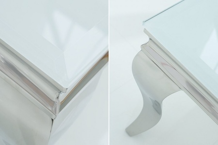 Elegante salontafel MODERN BAROQUE 100cm zilver met wit opaal glas - Img 4