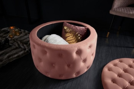 Elegante salontafel / Poef MODERN BAROK 75 cm oudroze fluwelen kruk met opbergruimte - Img 3