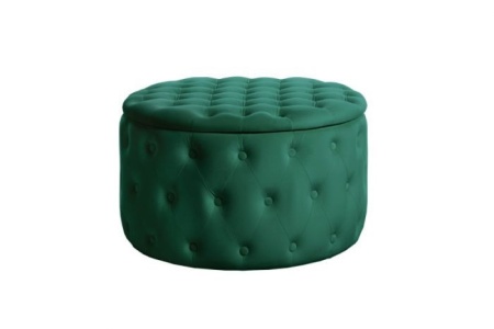 Elegante salontafel / Poef MODERN BAROK 75 cm smaragdgroene fluwelen kruk met opbergruimte - Img 5