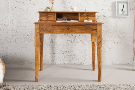 Elegante secretaresse 90 cm Sheesham massief houten bureau - Img 2