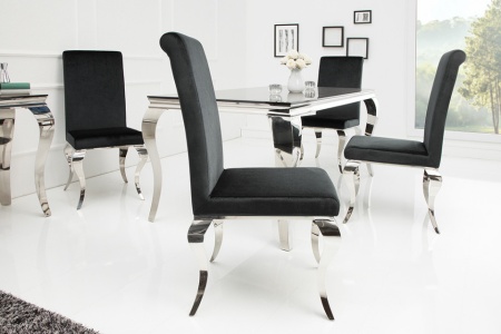 Elegante stoel MODERN BAROK zwart fluwelen stoelpoten van roestvrij staal - Img 4