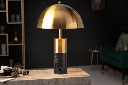 Elegante tafellamp QUE 52cm goud zwart met marmeren voet - Img 3