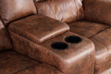 Exclusieve 2-zits bioscoopstoel HOLLYWOOD antiek bruin met bekerhouder - Img 3