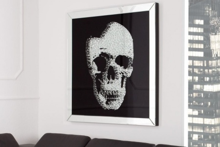 Exclusieve afbeelding wanddecoratie MIRROR SKULL 100x100cm Diamond Skull XXL - Img 3