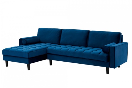 Extravagante Chesterfield-ontwerp hoekbank met 3 plaatsen COSY VELVET donkerblauwe fluwelen kernzithoek - Img 3