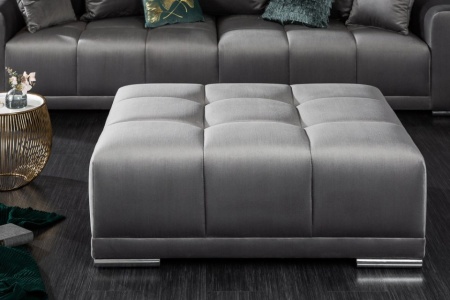 Extravagante kruk ELEGANCIA 110 cm zilvergrijs fluweel met sierstiksels - Img 2