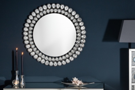 Extravagante wandspiegel BIG DIAMONDS 80 cm rond met glaskristallen - Img 3