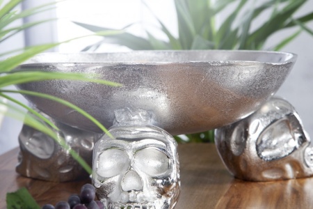 fruitschaal SKULL 35 cm zilveren aluminium schedelschaal - Img 4