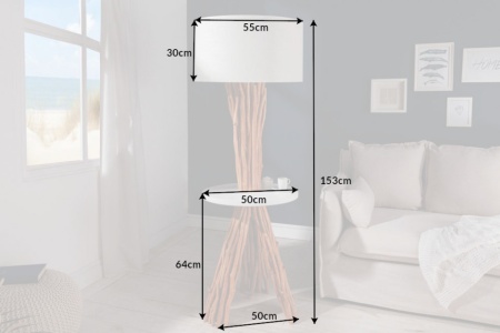 Functionele vloerlamp SERVANT 153 cm longan massief hout met tafel en parasol - Img 8