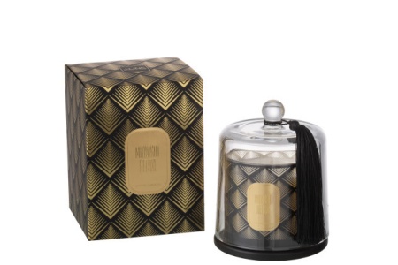 Geurkaars Bel Midnight Deluxe Sapphire Amber Tea Glas Zwart/Goud Medium-45h - Img 2