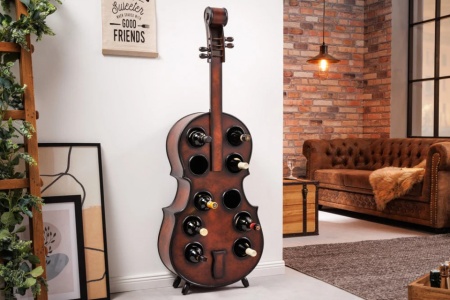 Gitaar wijnrek CELLO 133cm bruin grenenhout voor 10 flessen - Img 3