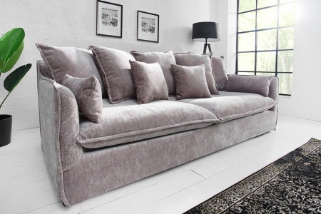 Grote bank Leaf 3-zits 210 cm taupe velours stof met afneembare hoes - Img 2