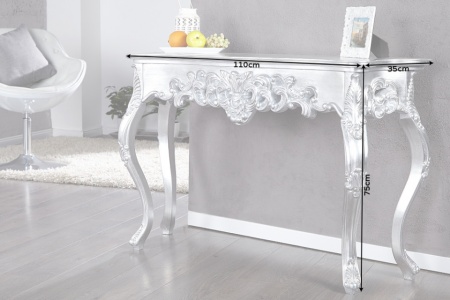 Handgemaakt Barok Kaptafel,Sidetable Consoltafel 110 cm zilver - Img 8