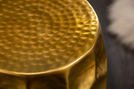 Handgemaakte bijzettafel 46 cm goud gehamerd design metaal-aluminiumlegering - Img 6