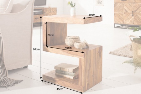 Handgemaakte bijzettafel S 60 cm Sheesham massief hout variabel instelbaar - Img 5