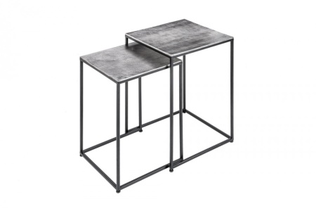 Handgemaakte bijzettafel set van 2 ELEMENTS 40cm zilver zwarte salontafel - Img 8