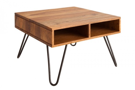 Handgemaakte salontafel SCORPION 60 cm Sheesham haarspeldpoten - Img 6