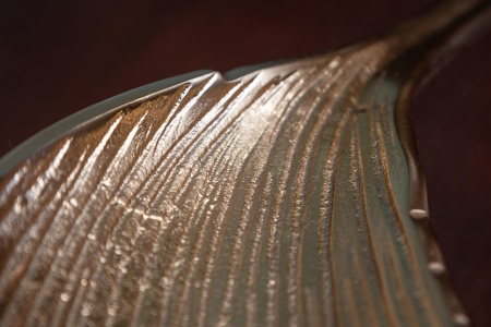 Handgemaakte sierschaal Gold 64 cm goud aluminium in blad design - Img 7