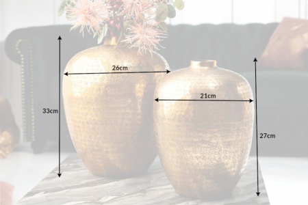 Handgemaakte vazen ​​set van 2 ORIENTAL 33 cm goud met voetbescherming - Img 2